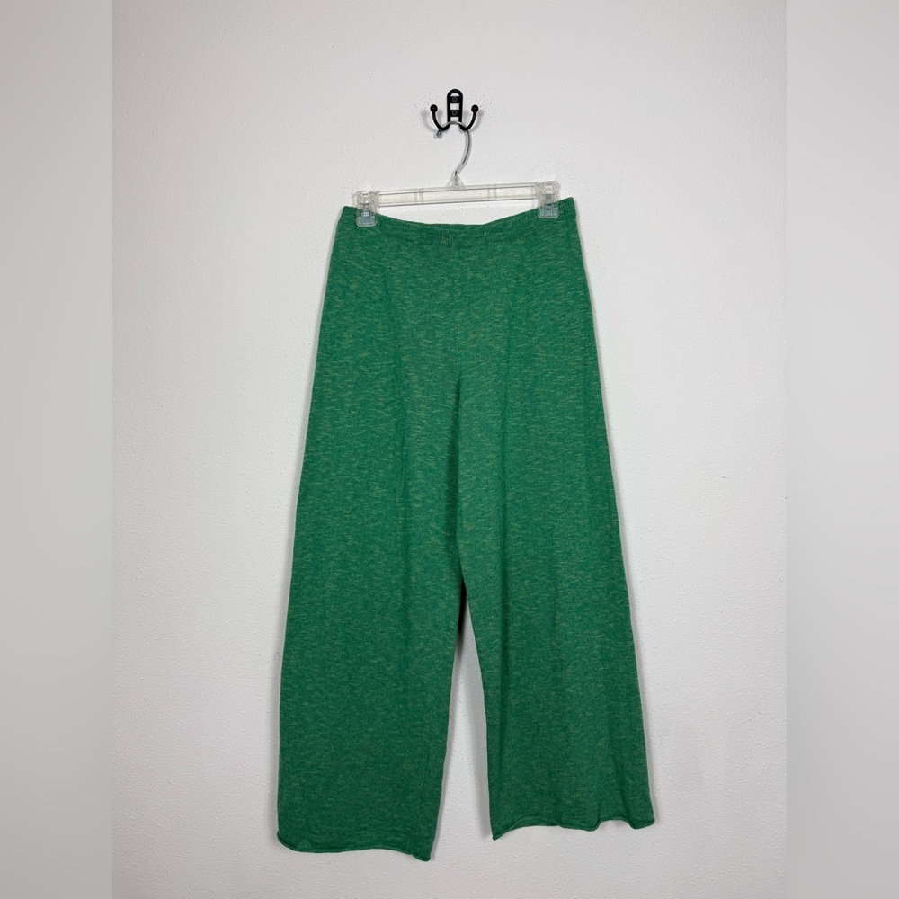 Free People Relaxed Wide-Leg Knit Pants in Green